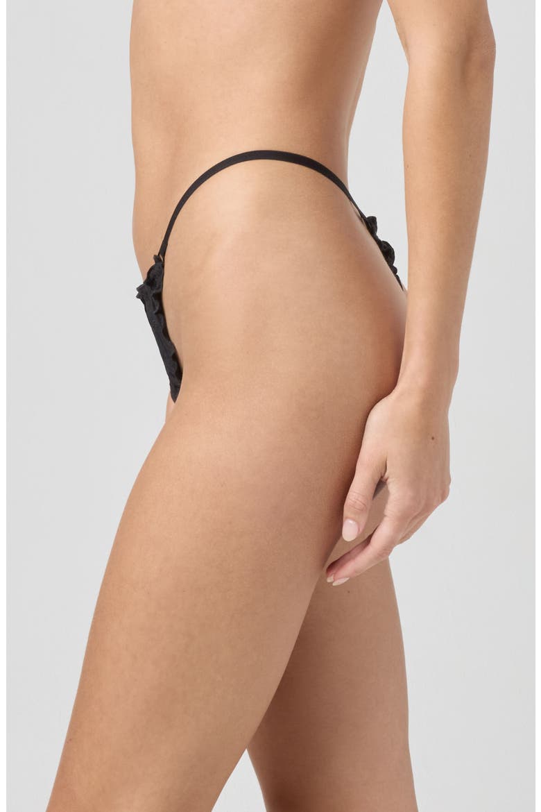 Eyelet Lace Thong, Alternate, color, BLACK