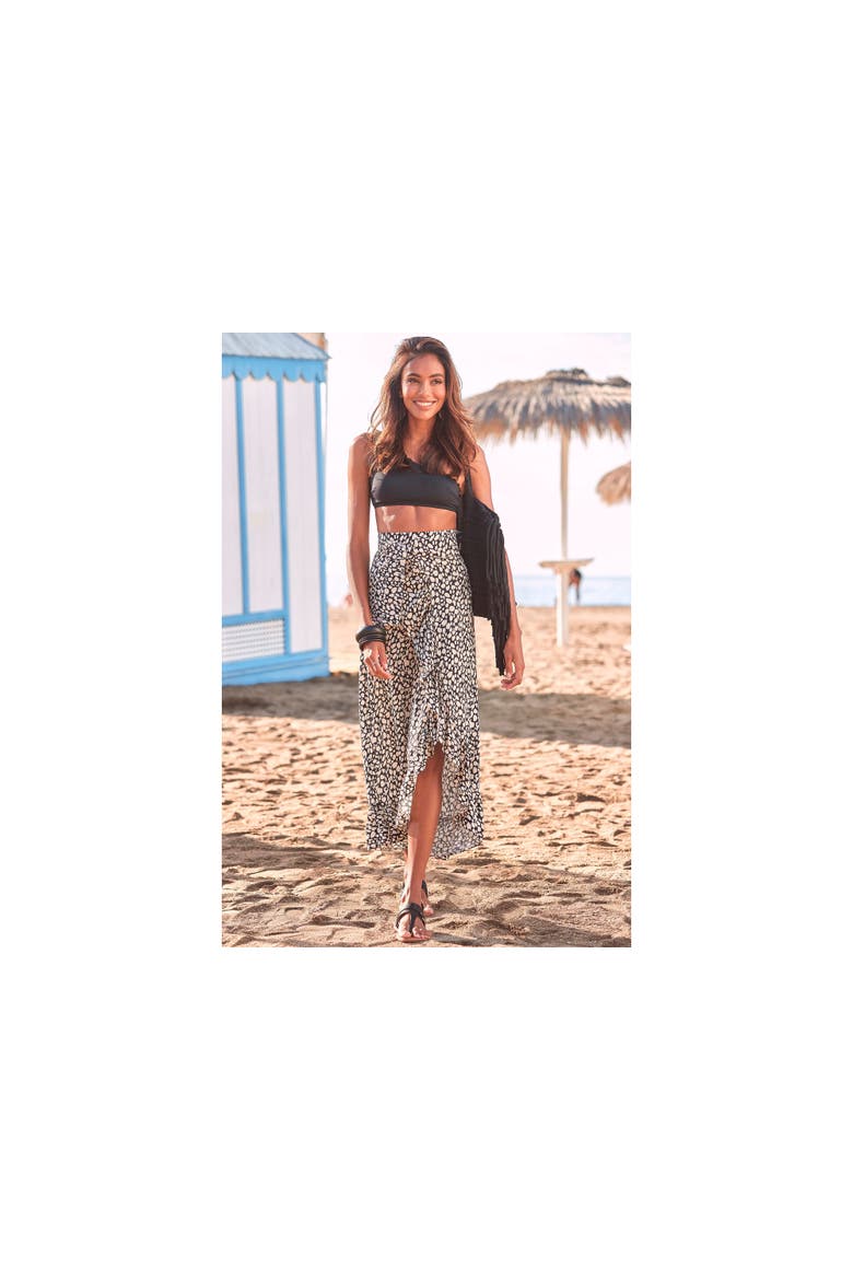 Convertible Wrap Maxi Skirt, Alternate, color, Black & Beige