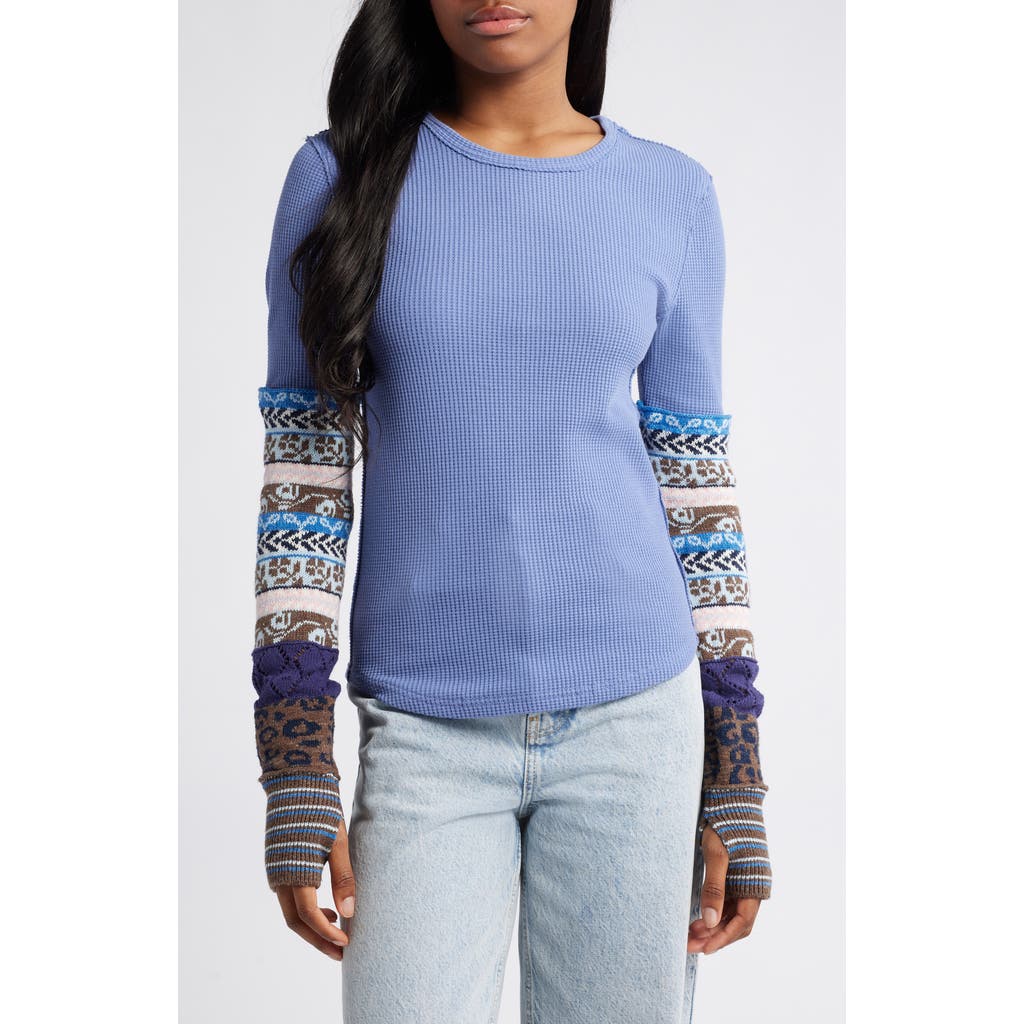 Free People We The Free All In Cuff Top In Indigo Combo In Indigo Combo