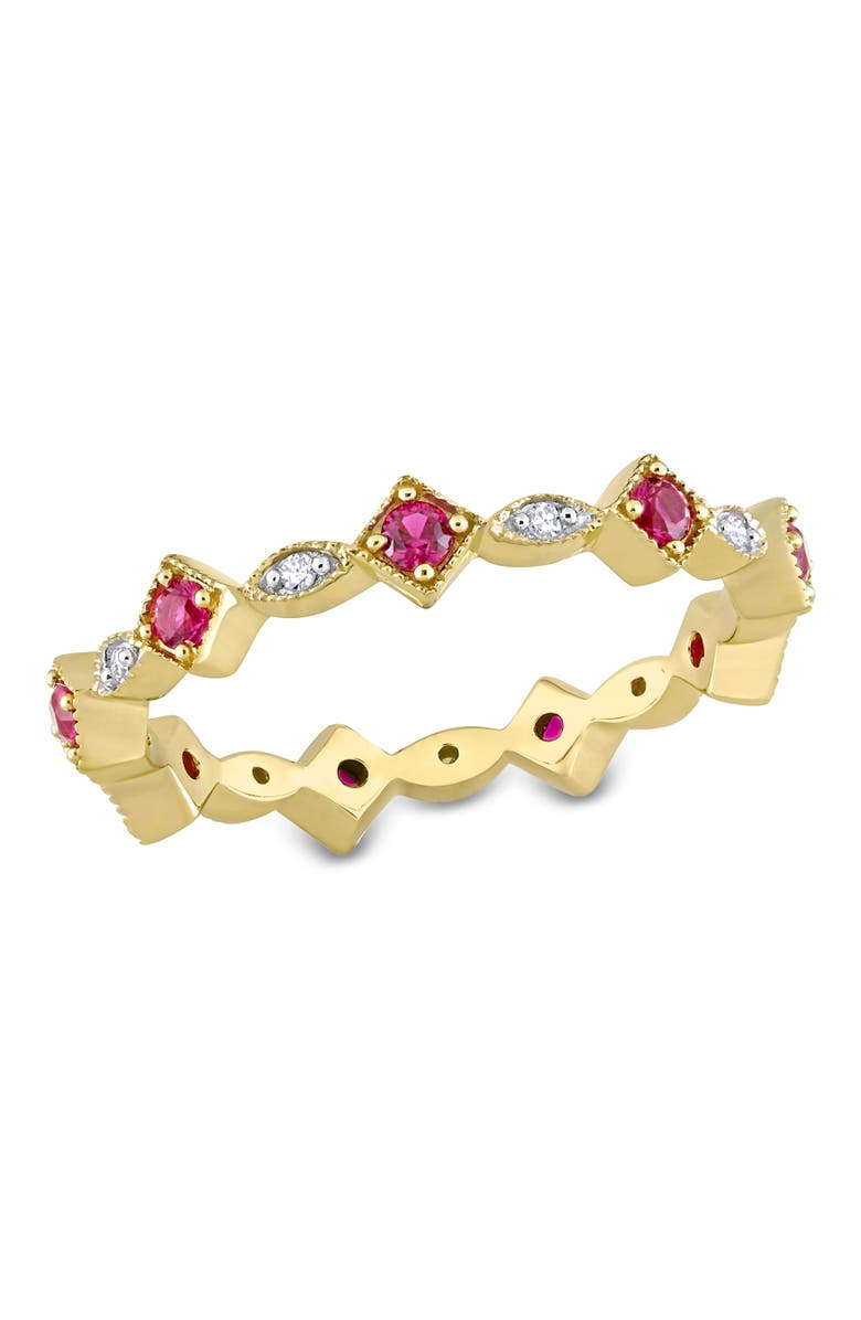 Julianna B. Gemstone & Diamond Eternity Ring 10k, Main, color, Created Ruby