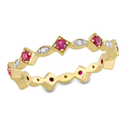 Gemstone & Diamond Eternity Ring 10k
