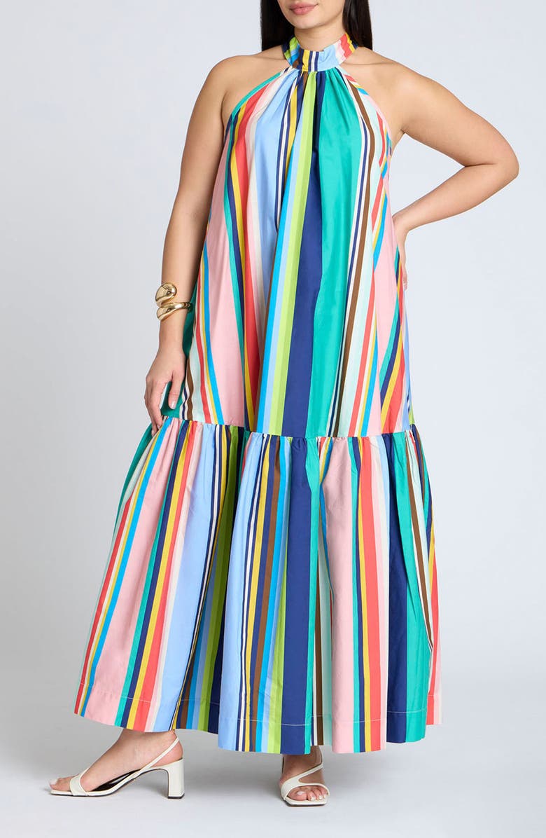 ELOQUII Stripe Trapeze Dress, Main, color,