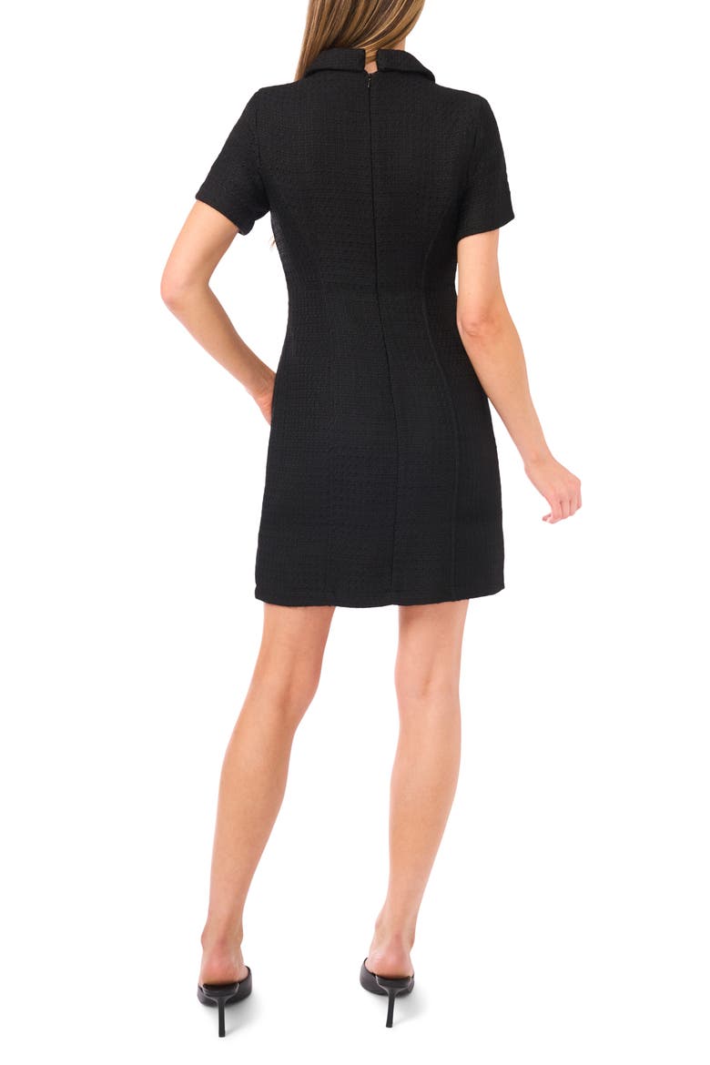 Rhinestone Button Bouclé Minidress, Alternate, color, RICH BLACK