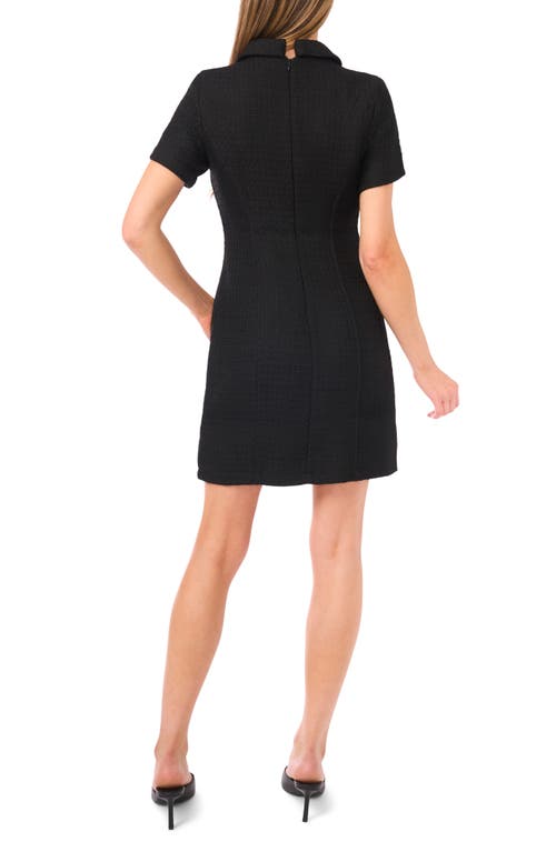 Cece Rhinestone Button Bouclé Minidress In Black