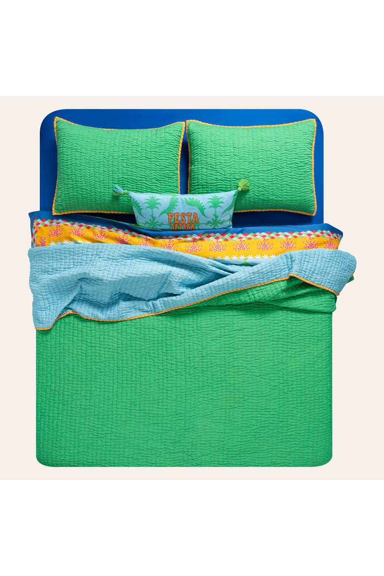 Okhla Handmade Quilted King Size Heritage Style, Alternate, color, Blue-Green