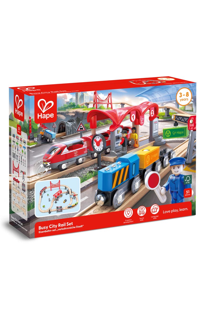 Hape Busy City Rail Set, Alternate, color, Multi