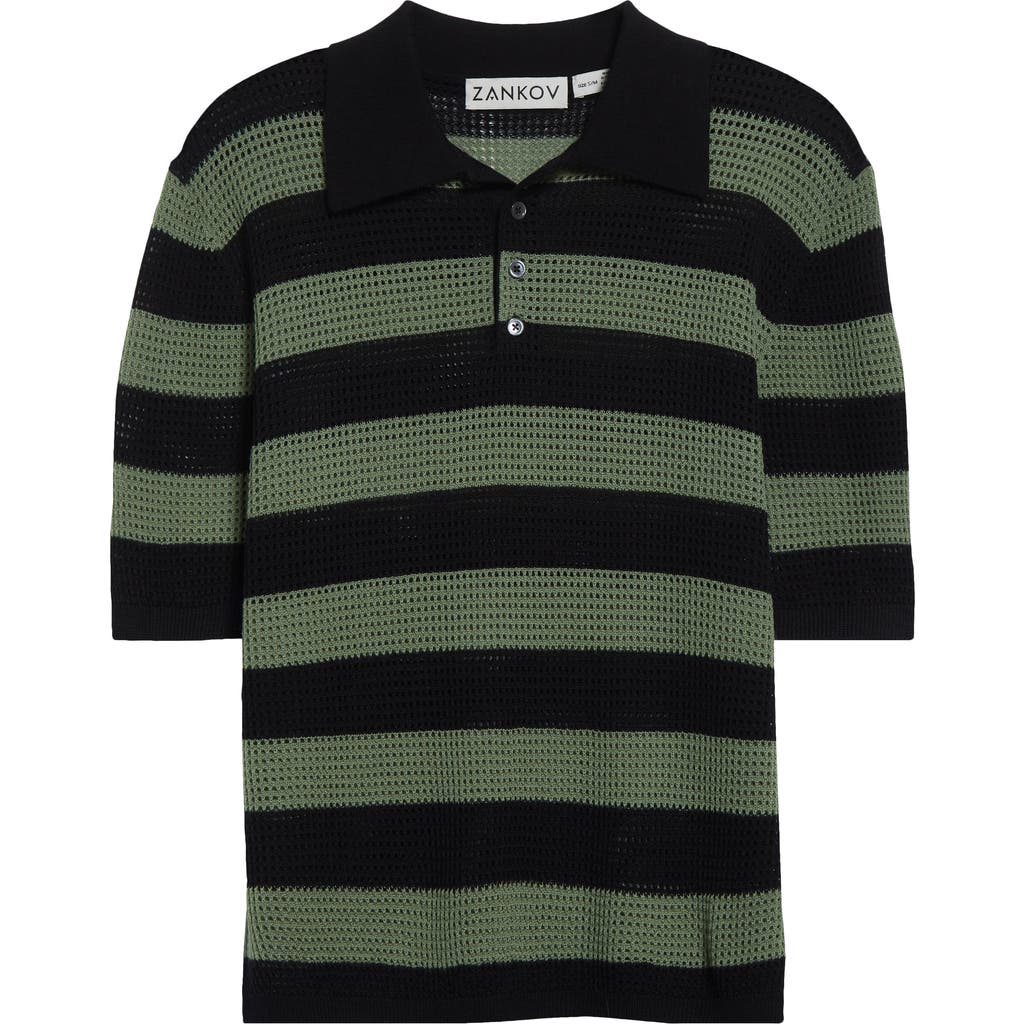 ZANKOV ZANKOV LUKE OPEN KNIT MERINO WOOL POLO