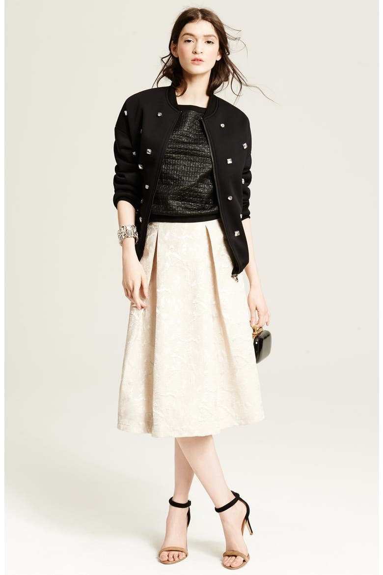 ASTR Textured Jacquard High Rise Midi Skirt (Nordstrom Exclusive), Alternate, color, CREAM