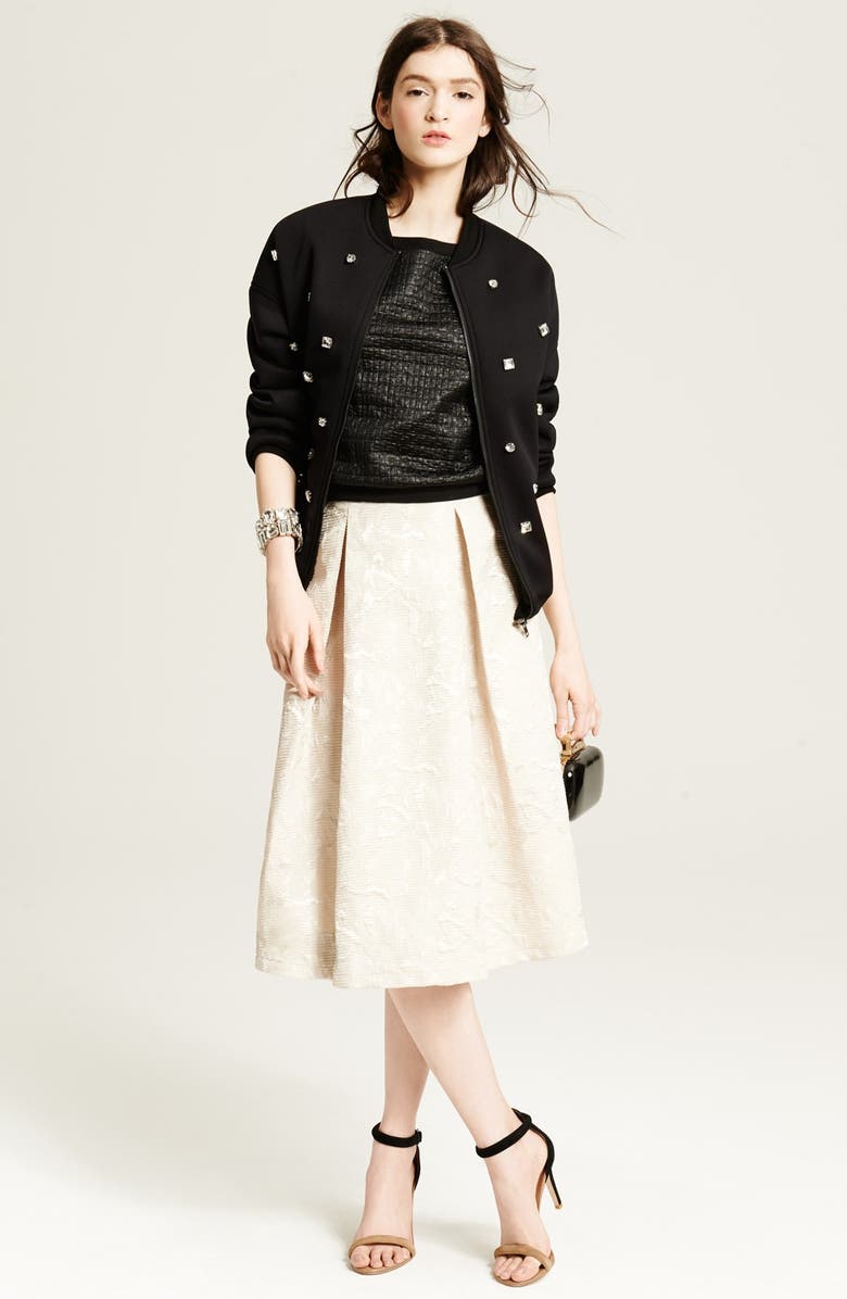 ASTR the Label ASTR Textured Jacquard High Rise Midi Skirt, Alternate, color, 