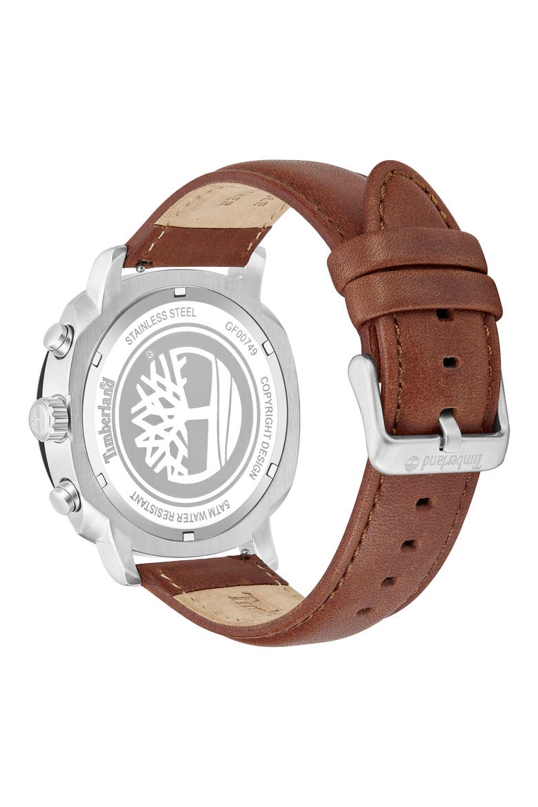 Pyperville Multifunction Leather Strap Watch, 45mm, Alternate, color, BROWN