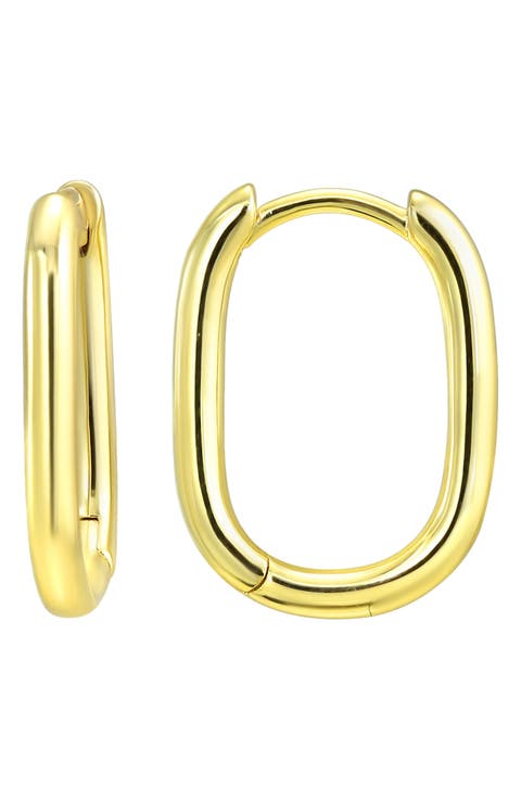 Oval Huggie Hoop Earrings