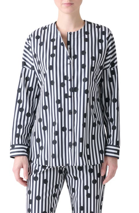 Polka Dot Stripe Cotton Tunic