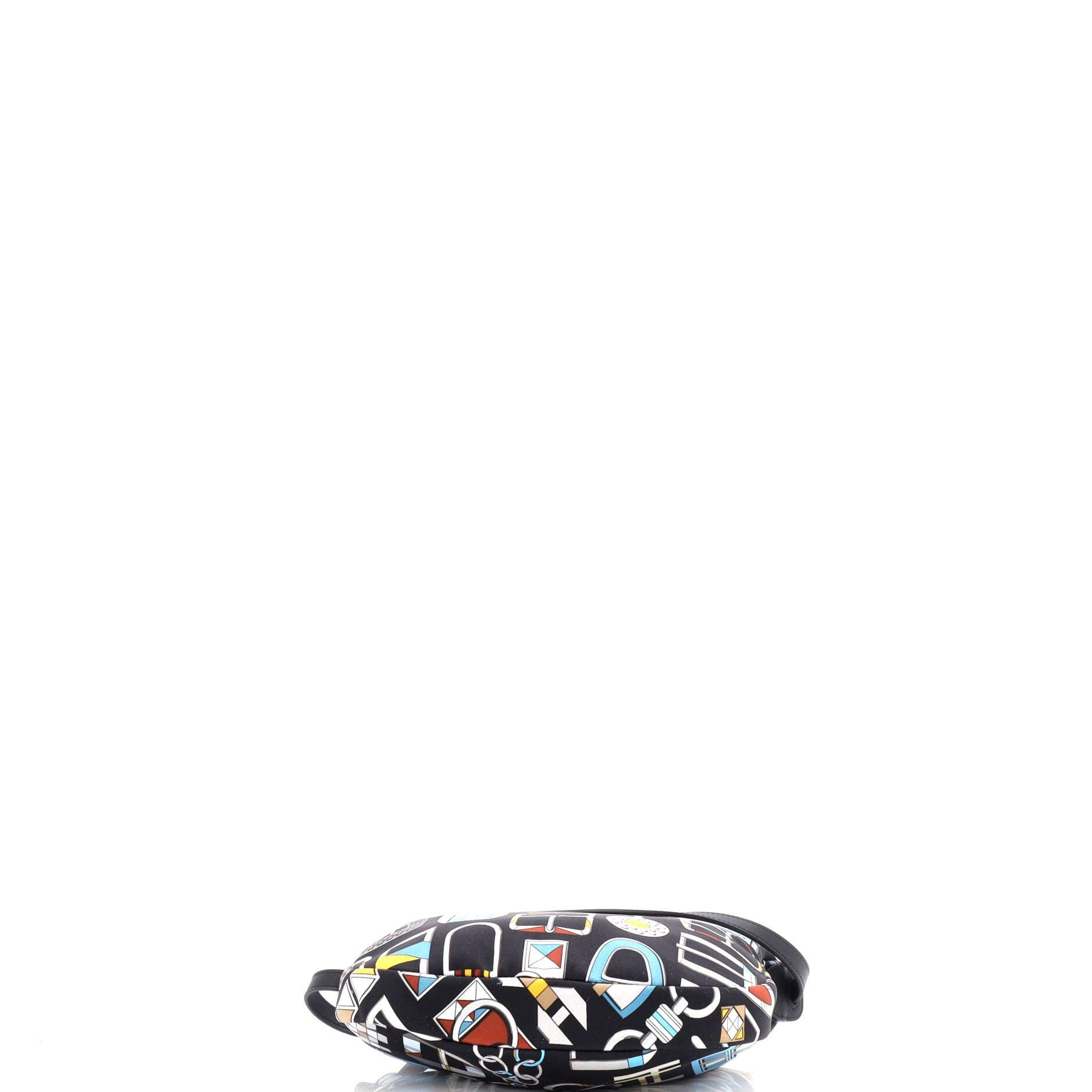 Pre-Owned Hermes Sursoie To Go Pouch Printed Silk and Leather, Alternate, color, Noir