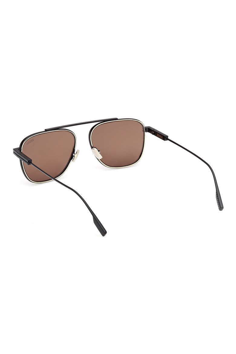 57mm Geometric Sunglasses, Alternate, color, BLACK METAL/ DEEP GOLD/ ROVIEX