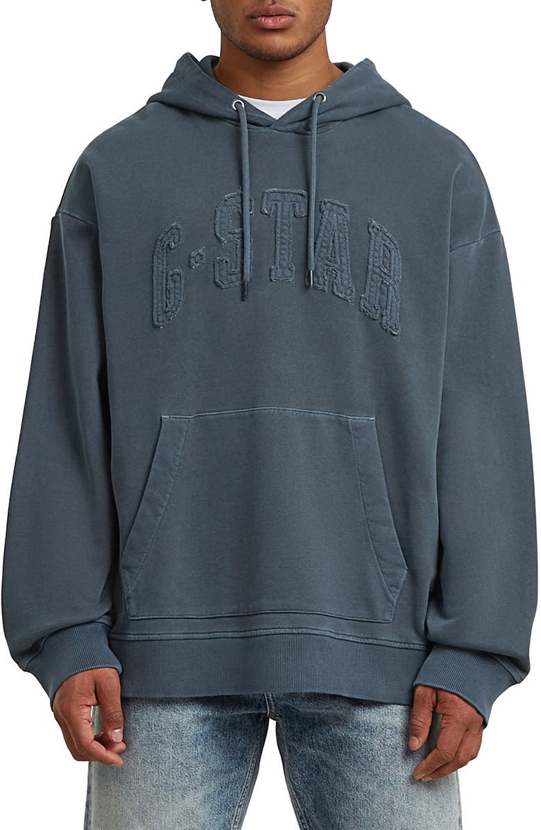 G-STAR Appliqué Logo Hoodie, Main, color, Dark Patriot Blue