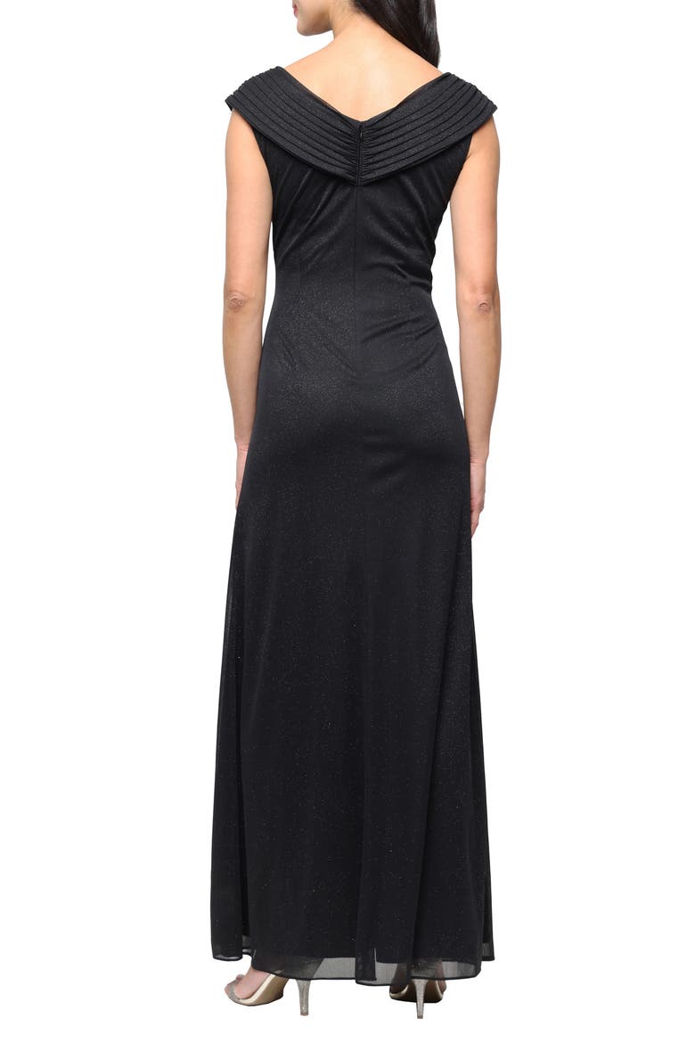 Glitter Mesh Gown, Alternate, color, BLACK