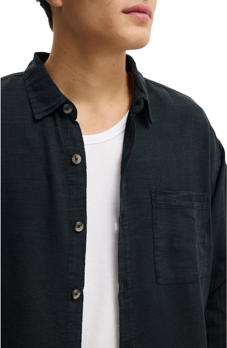 Cotton On Men's Washed Long Sleeve Shirt, Alternate, color, Washed Black