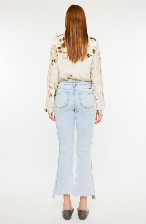 Kancan Elsie Mid Rise Cropped Flare Jeans In Blue