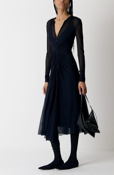 proenza schouler crepe jersey ruched dress Proenza Schouler Kerstin Ruched Crepe Jersey Midi Dress
