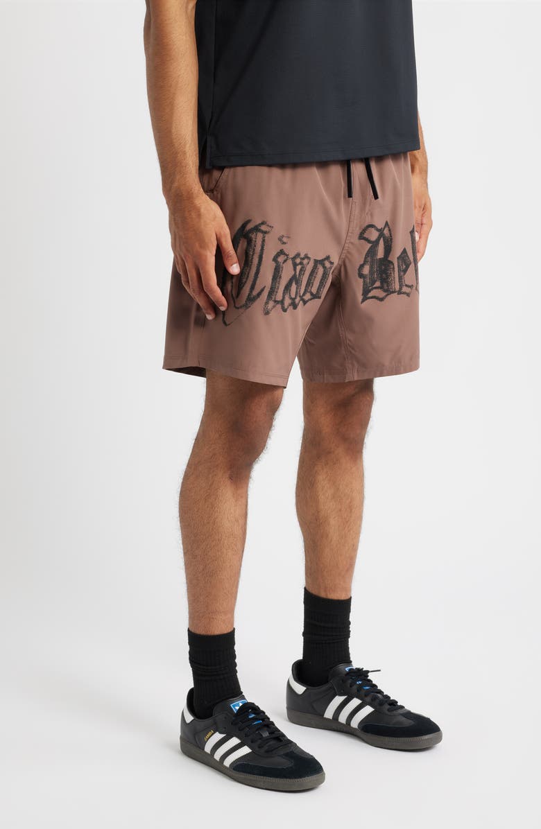 SANTO STUDIO Tempo Ciao Bella Tech Performance Drawstring Shorts, Alternate, color, Espresso