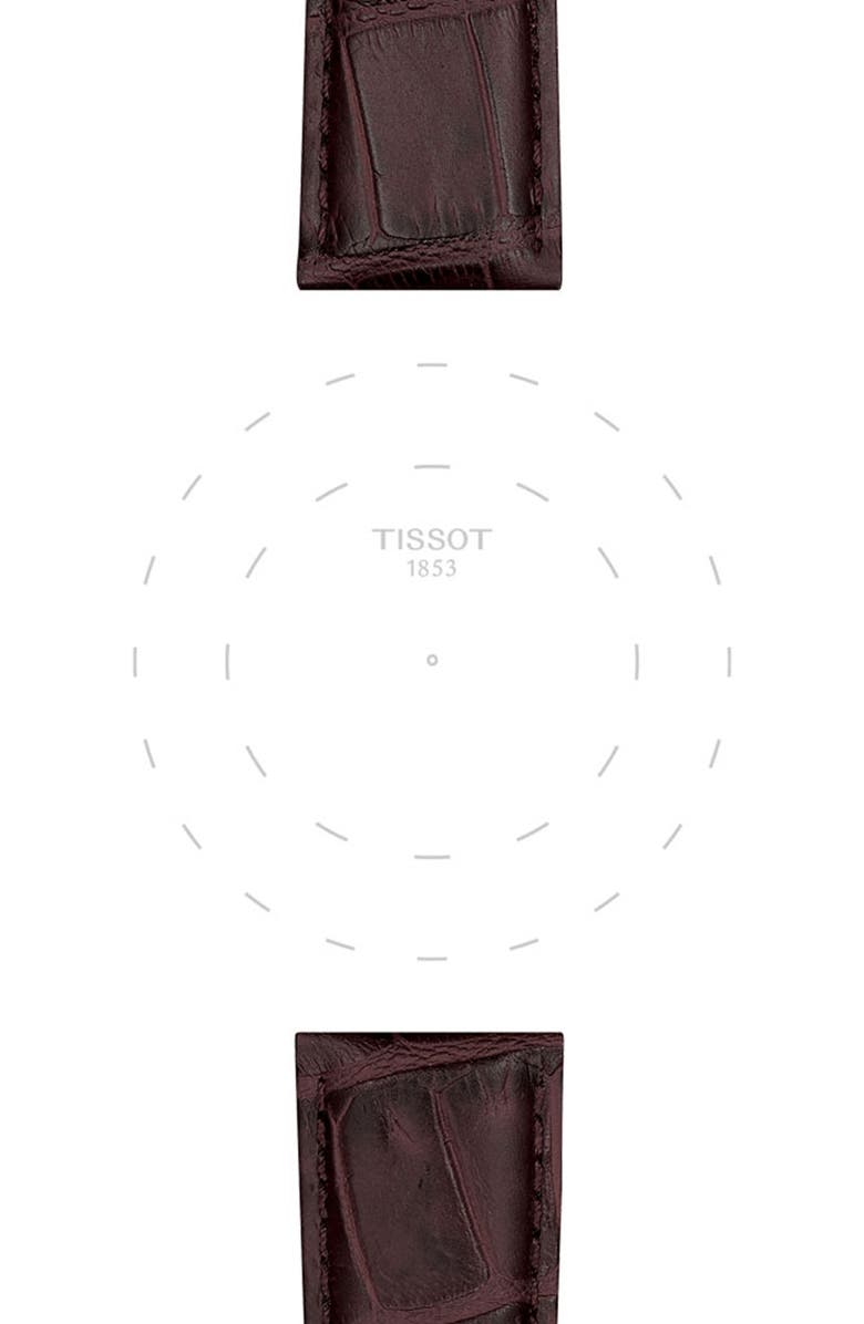 Tissot 21mm Croc Embossed Leather Watch Strap, Alternate, color, Brown