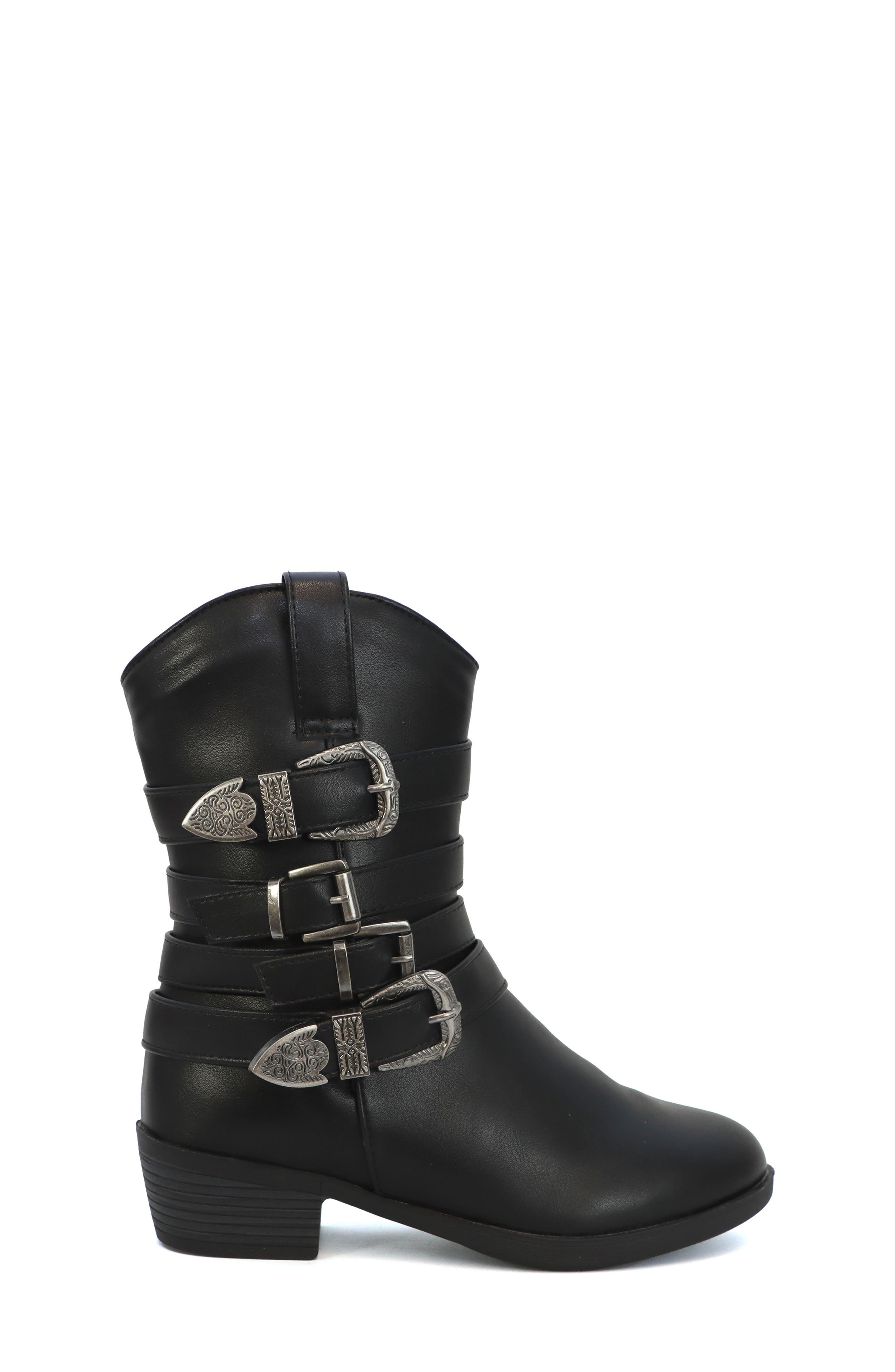 YOKI Kids' Dixi Buckle Cowboy Boot, Alternate, color, Black