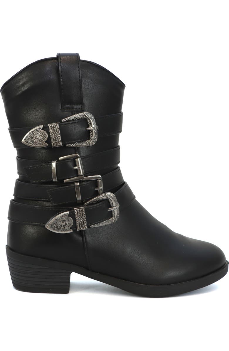 YOKI Kids' Dixi Buckle Cowboy Boot, Alternate, color, Black