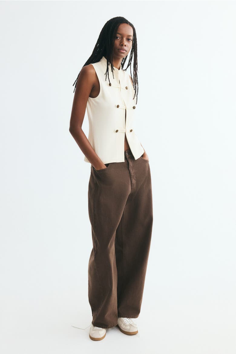 Button-Detail Vest, Alternate, color, Cream