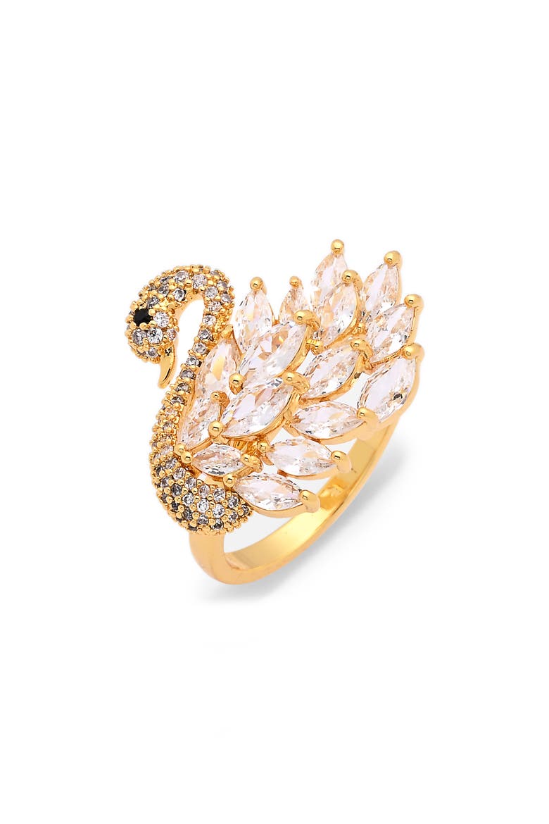 Willa Cubic Zirconia Swan Ring, Main, color, GOLD