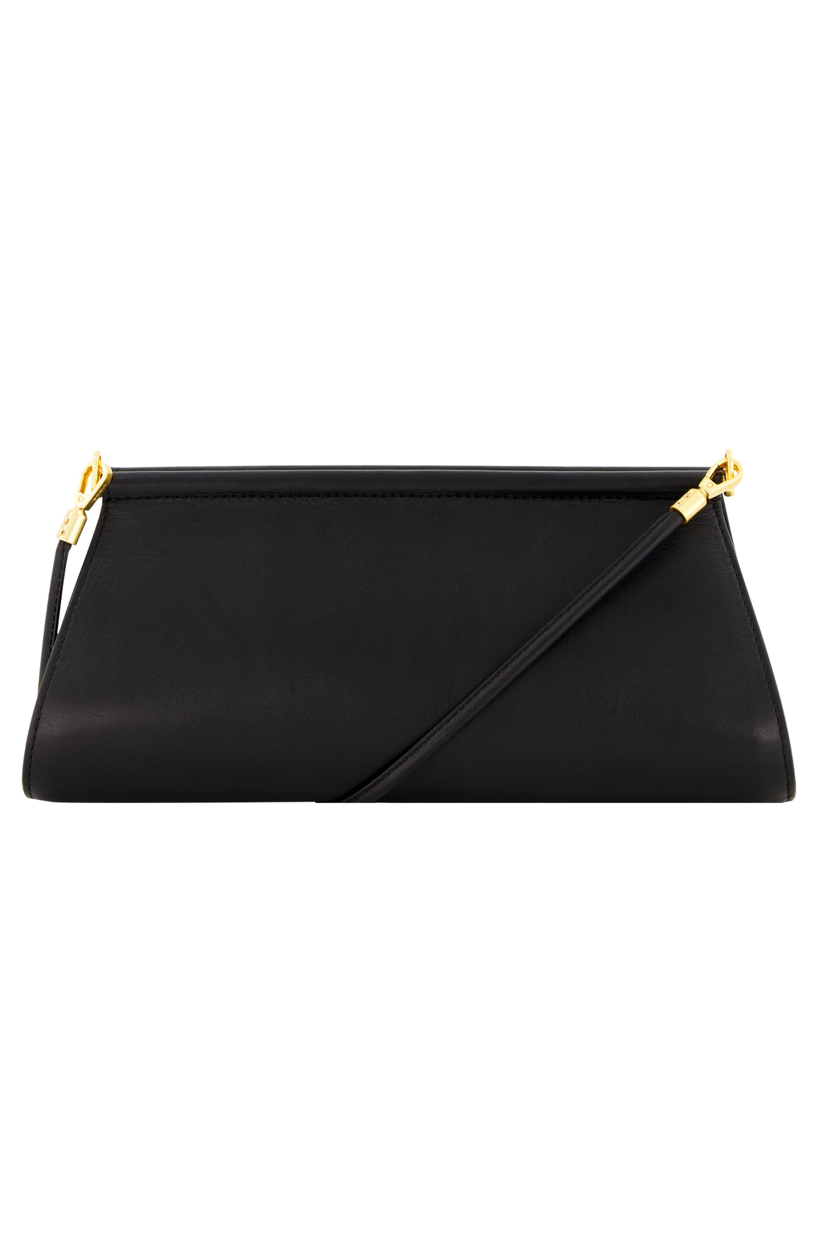 Double Bar Nappa Leather Frame Shoulder Bag, Alternate, color, BLACK