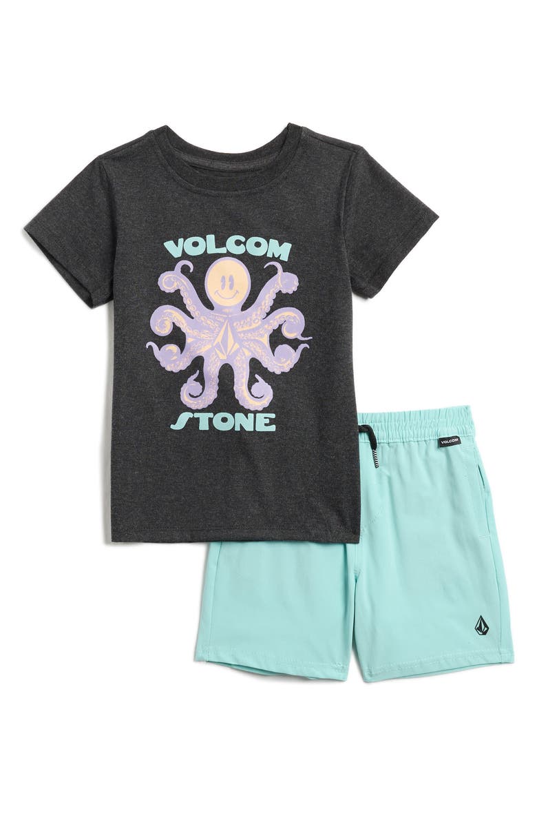 Volcom Kids' Logo Cotton Jersey T-Shirt & Hybrid Shorts Set, Main, color, 