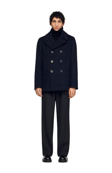 Straight-fit wool-blend coat