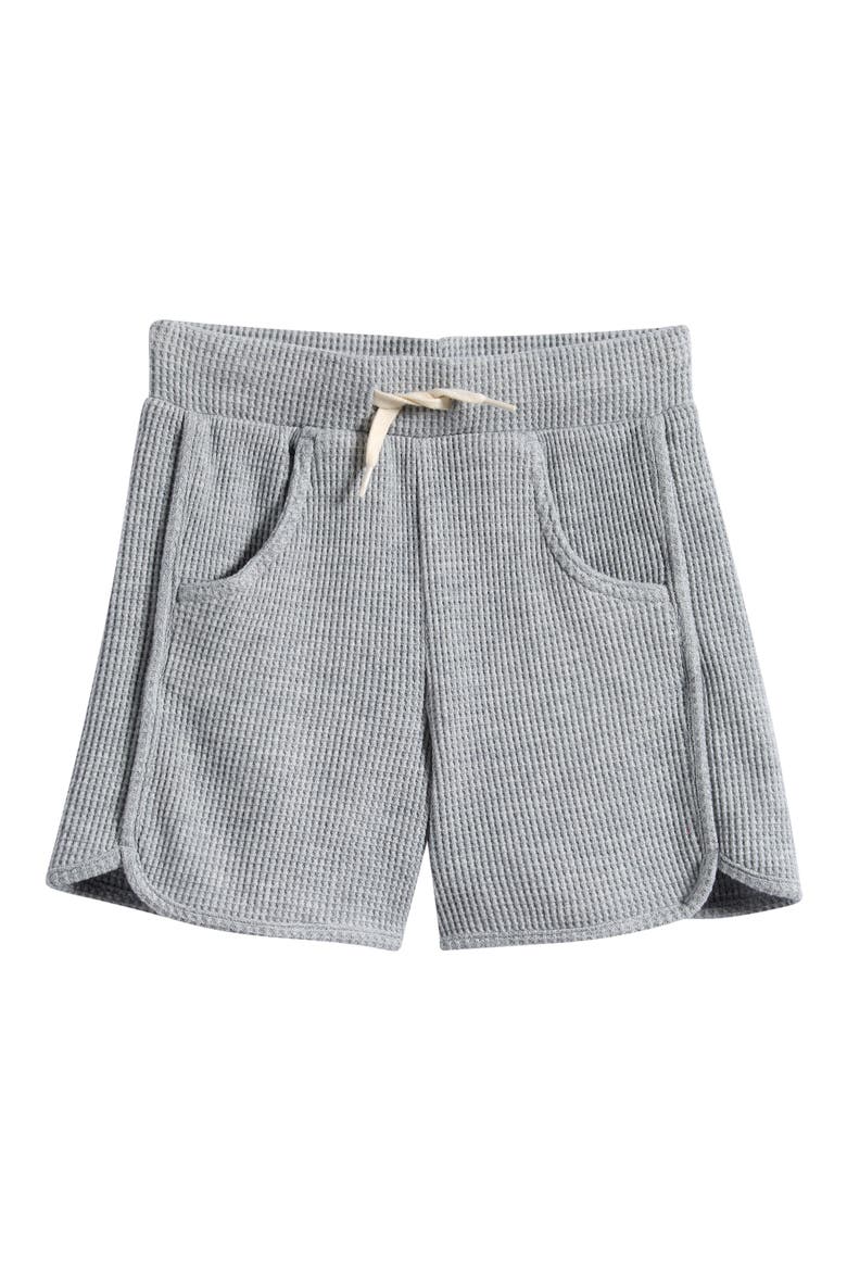 Dolphin Tie Waist Cotton Blend Shorts, Main, color, LIGHTER GREY HEATHER