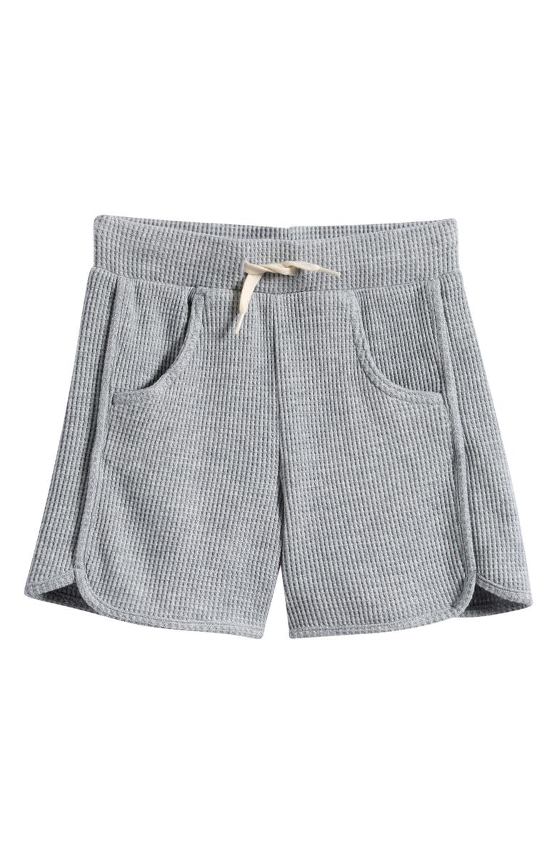 OTTER AVENUE Dolphin Tie Waist Cotton Blend Shorts, Main, color, Lighter Grey Heather