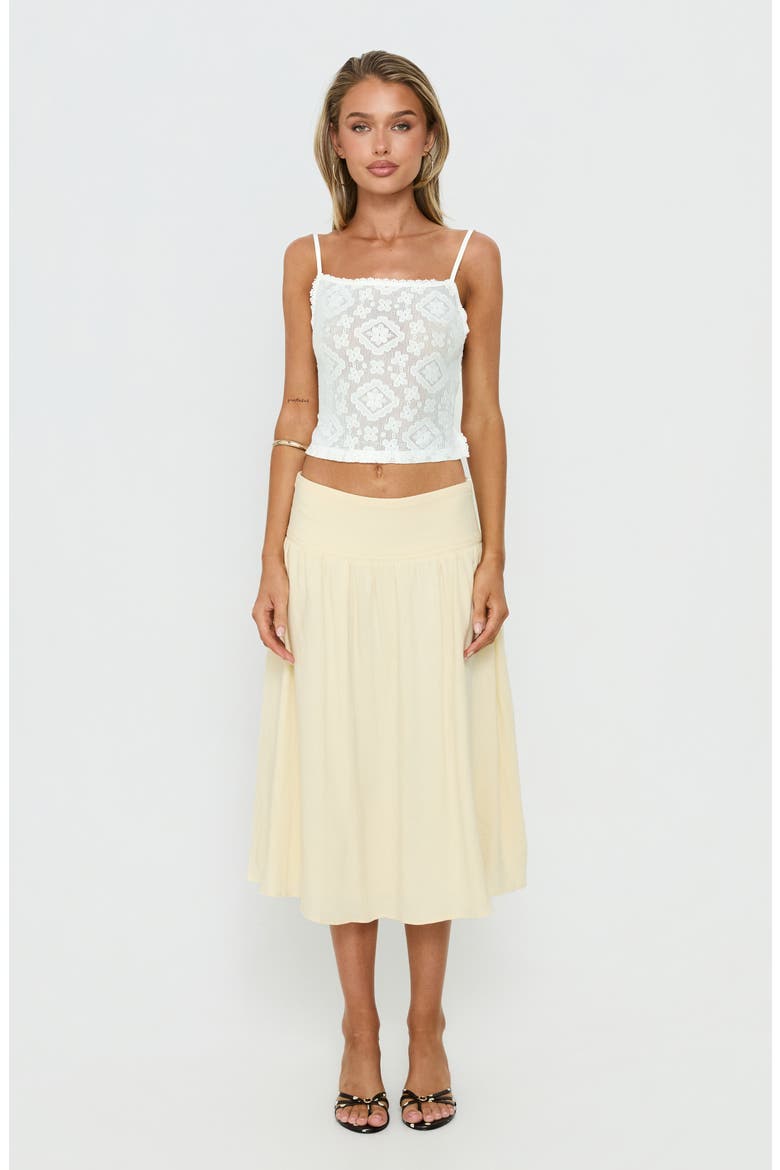 Heart of Gold Linen Blend Midi Skirt, Alternate, color, LEMON