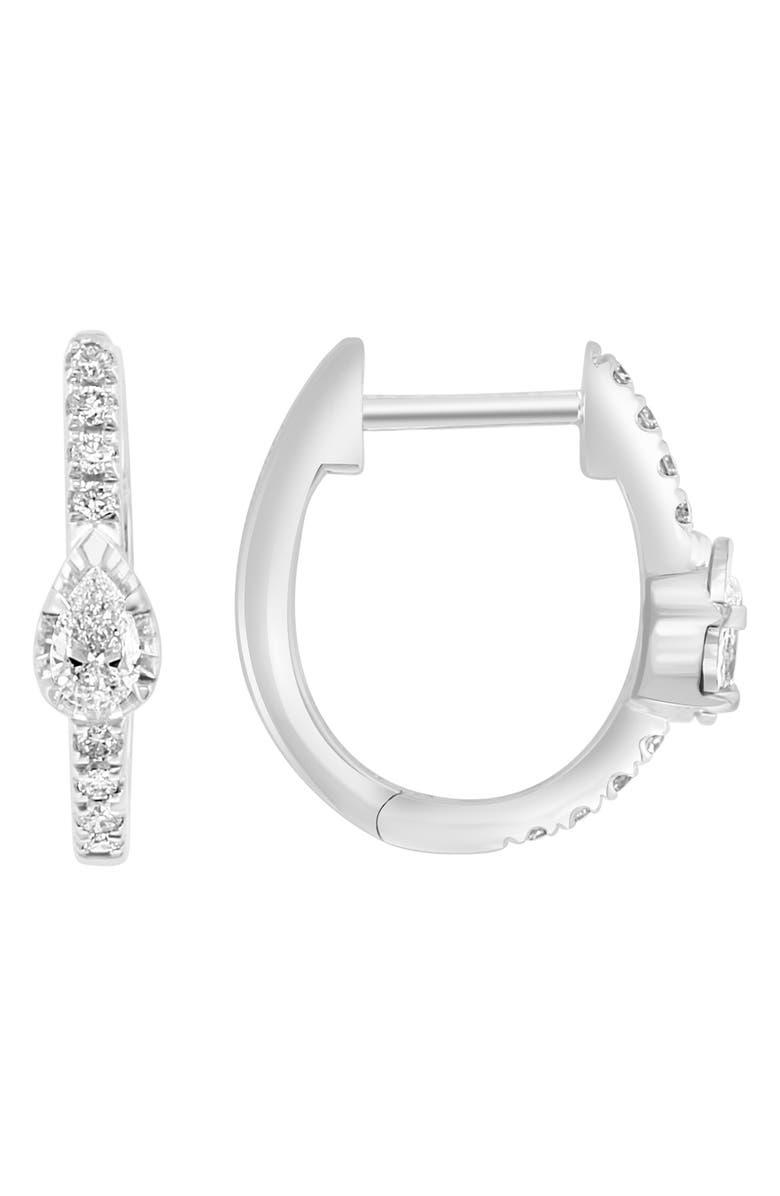 EFFY 14K White Gold Diamond Huggie Hoop Earrings - 0.25ct., Main, color, White Gold