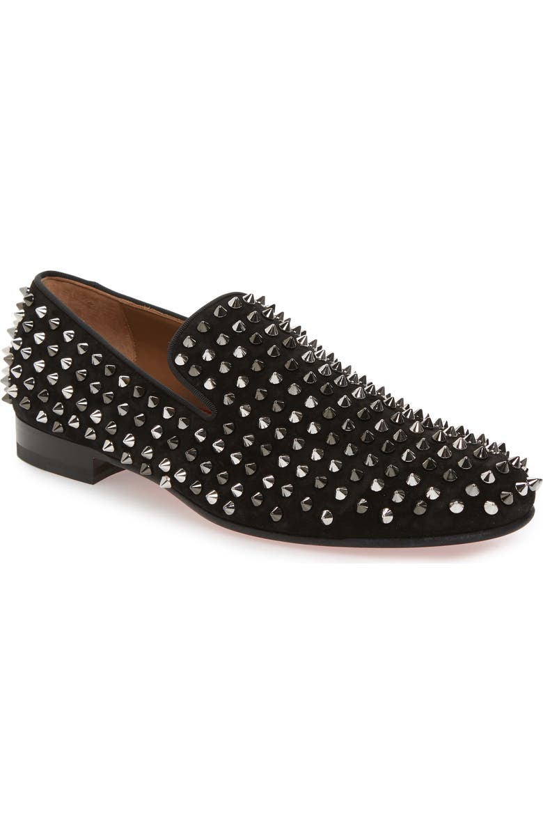 Christian Louboutin Rollerboy Spike Smoking Slipper, Main, color,