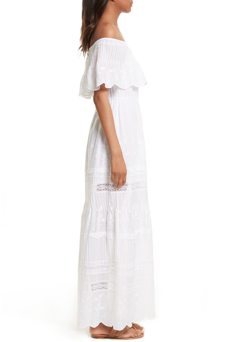 Pansy Off the Shoulder Maxi Dress, Alternate, color, WHITE