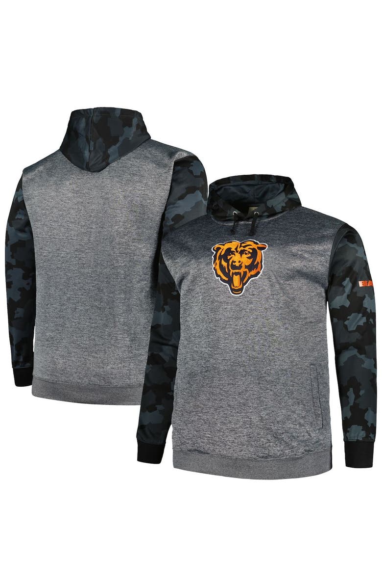 FANATICS Men's Fanatics Branded Heather Charcoal Chicago Bears Big & Tall Camo Pullover Hoodie, Main, color, 