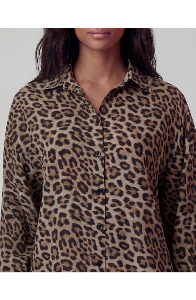 Lords of Harlech Leopard Womens Linen Shirt, Alternate, color, Leopard Brown