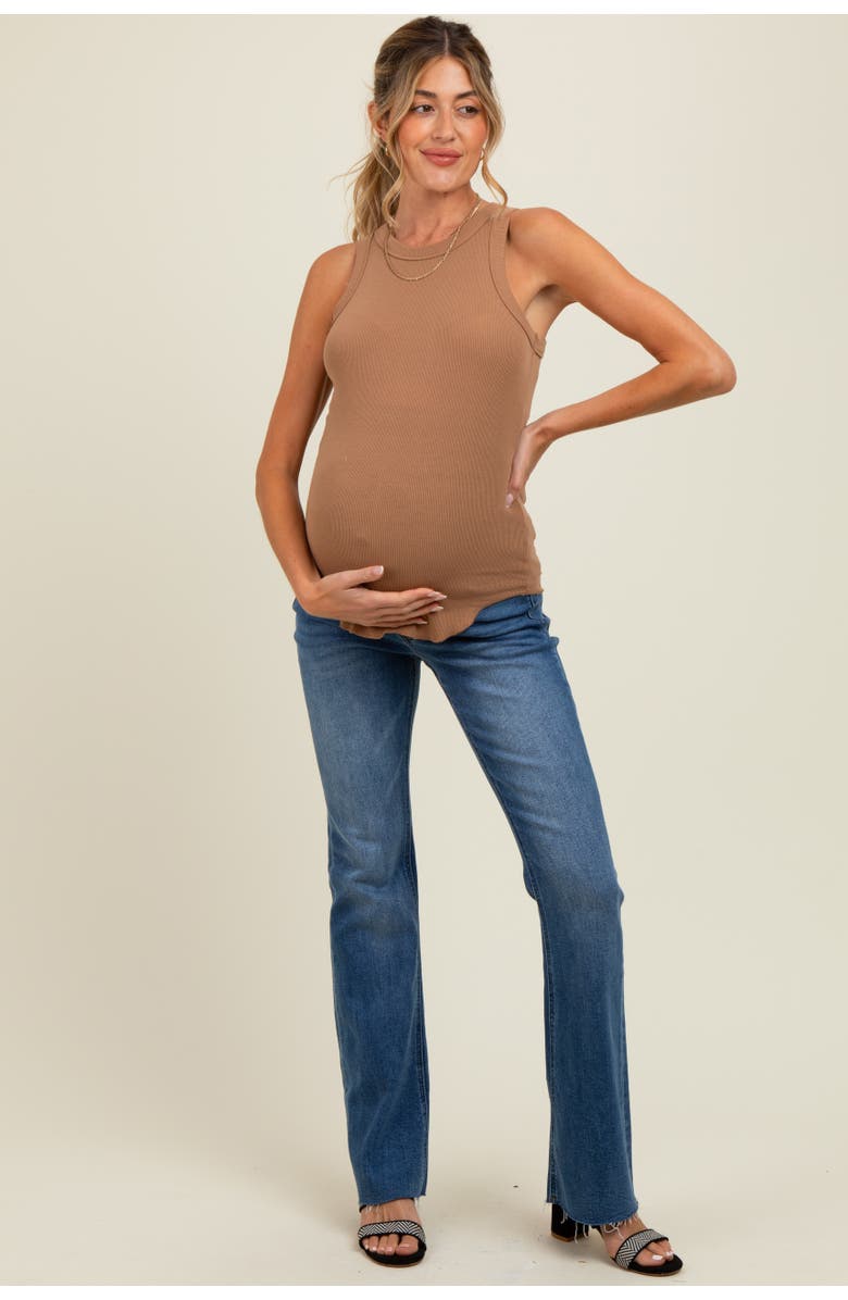 PinkBlush Distressed Raw Hem Maternity Bootcut Jeans, Main, color, Navy Blue