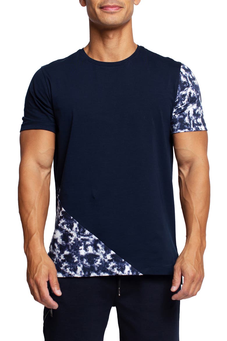 Panel Tie Dye Blue T-Shirt, Main, color, BLUE