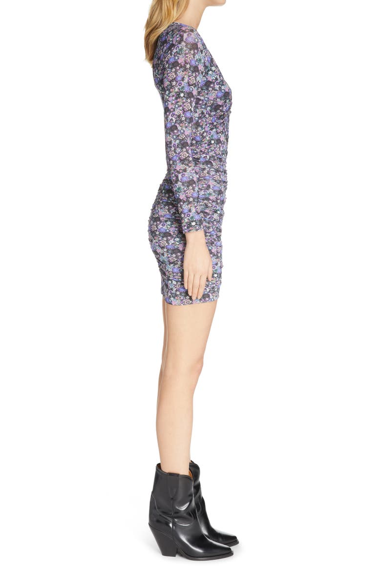 Jordana Floral Print Cutout Long Sleeve Minidress, Alternate, color, ULTRA VIOLET