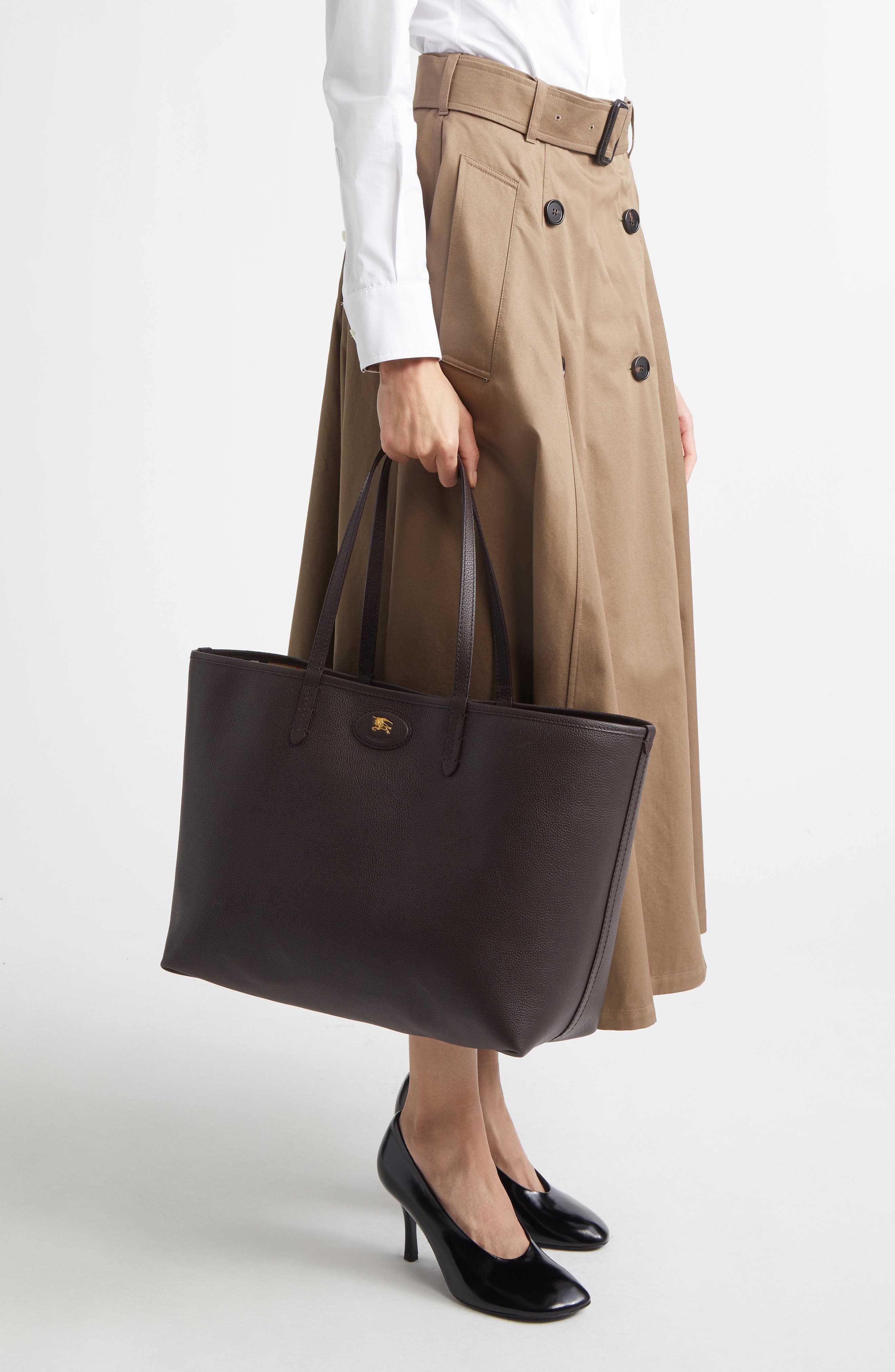 Medium Bloomsbury Leather & Canvas Reversible Tote, Alternate, color, PEAT/SAND