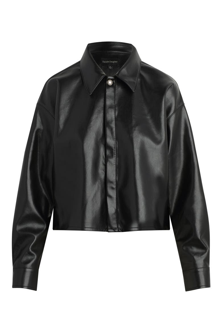 The Brady Faux Leather Shirt Jacket, Alternate, color, RAVEN