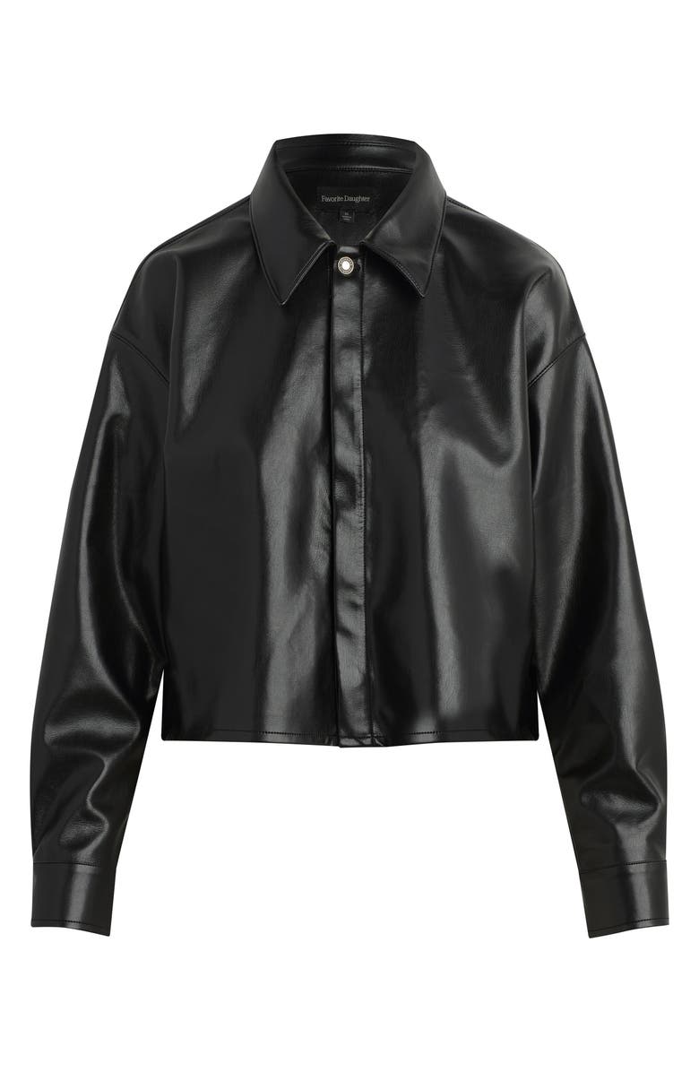 Favorite Daughter The Brady Faux Leather Shirt Jacket, Alternate, color, Raven