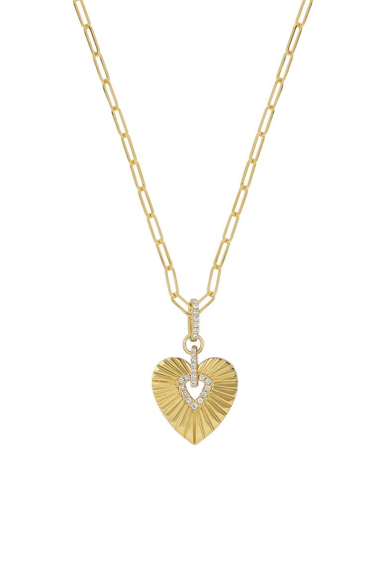Kiera Diamond Heart Medallion Necklace, Main, color, 18K YELLOW GOLD
