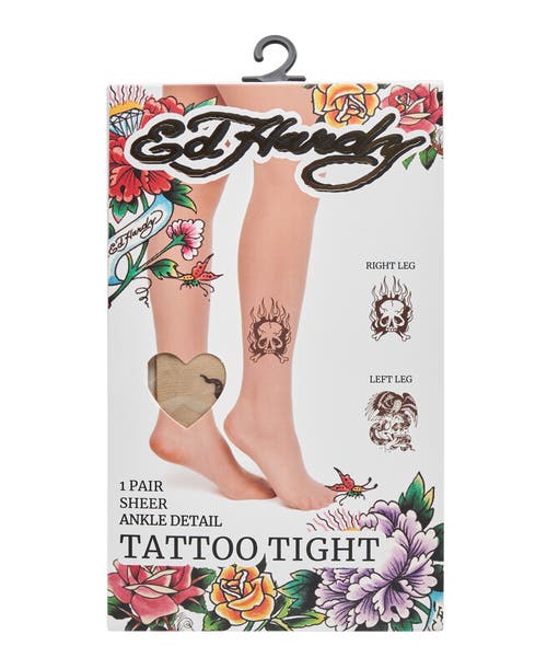 Ed Hardy Womens Skull Tattoo Tights 1-pack In Brown