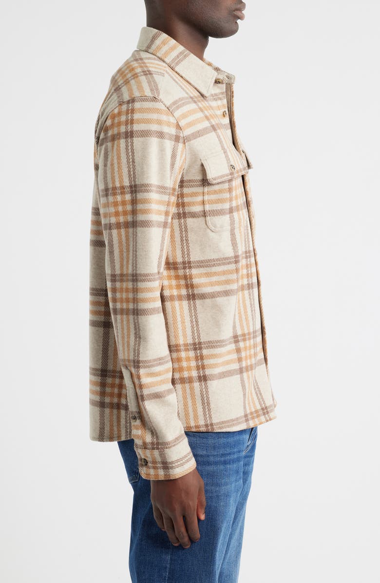 7 Diamonds Generation Plaid Flannel Button-Up Overshirt, Alternate, color, Camel