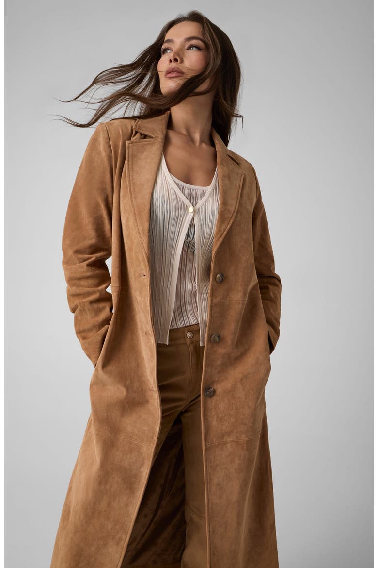 Megghy Leather Coat, Alternate, color, DARK BROWN